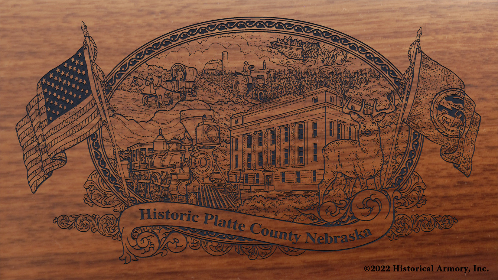 Platte County Nebraska Engraved Rifle Buttstock