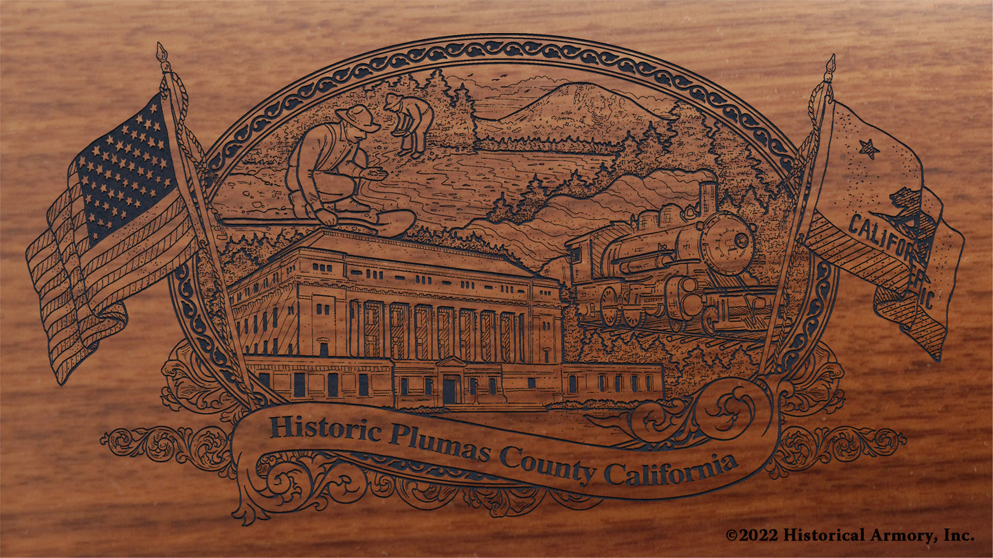 Plumas County California Engraved Rifle Buttstock