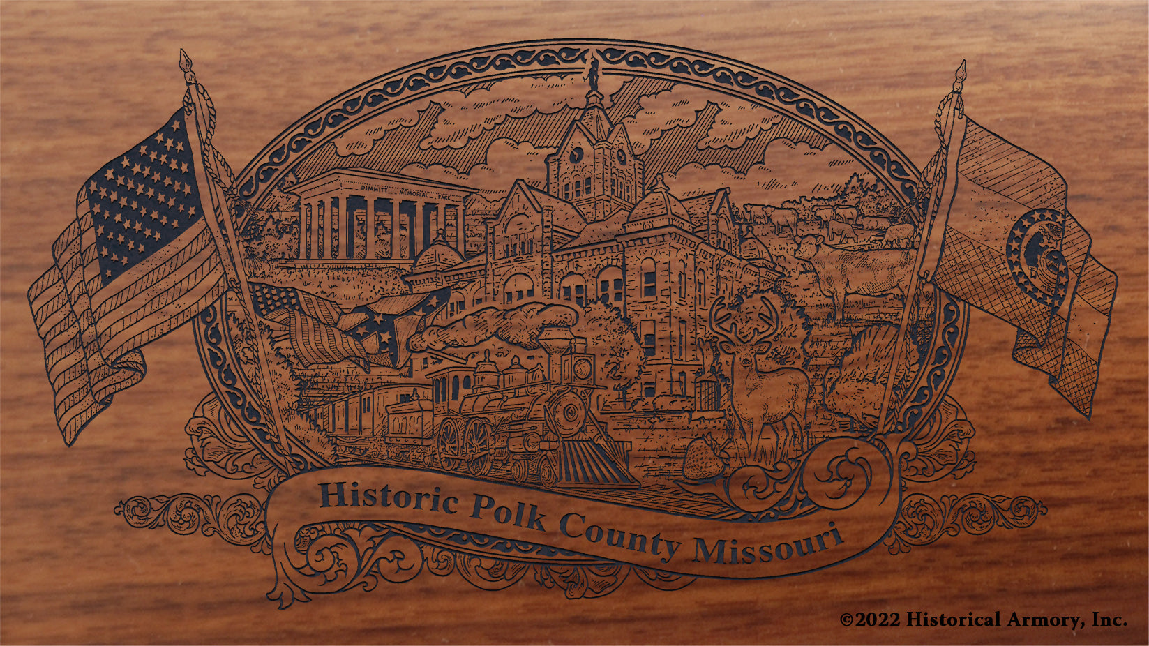 Polk County Missouri Engraved Rifle Buttstock