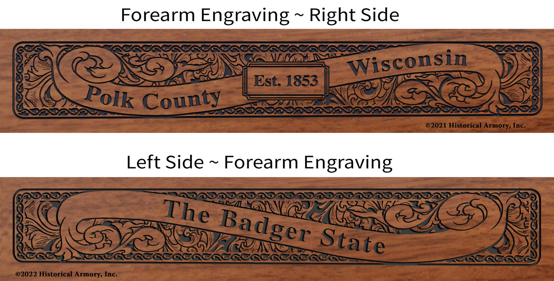 Polk County Wisconsin Engraved Rifle Forearm