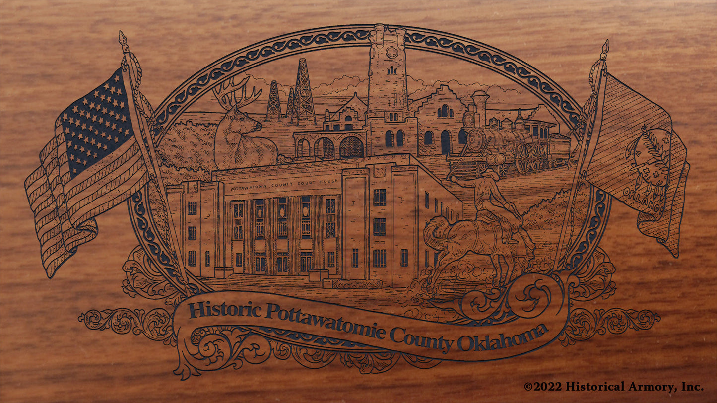 Pottawatomie County Oklahoma Engraved Rifle Buttstock
