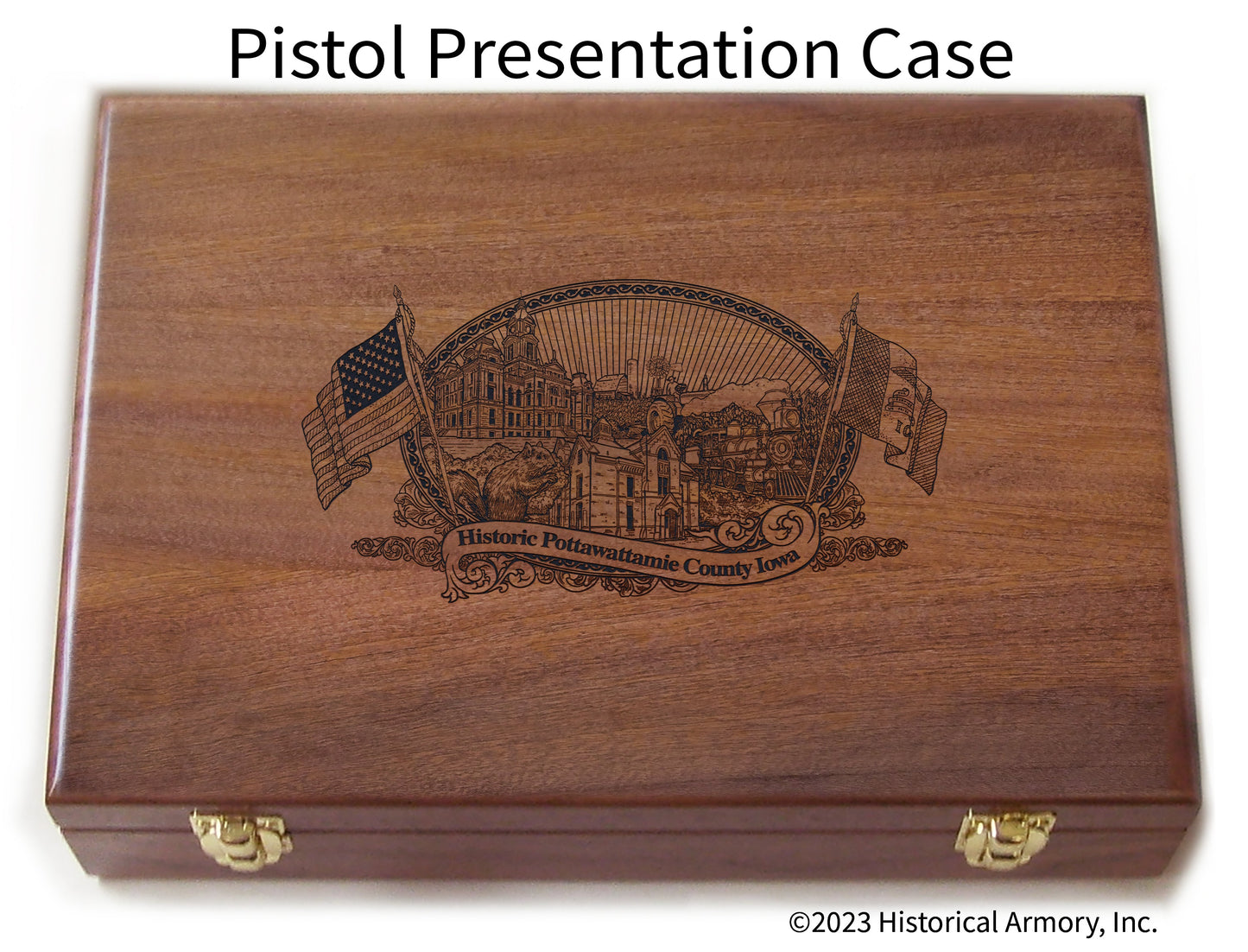 Pottawattamie County Iowa Engraved .45 Auto Ruger 1911 Presentation Case