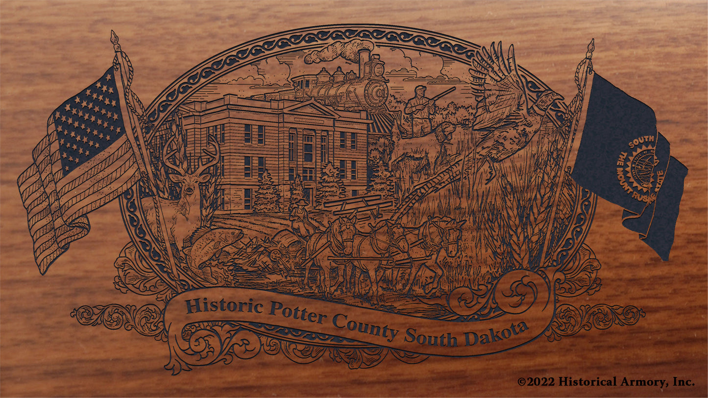 Potter County South Dakota Engraved Rifle Buttstock