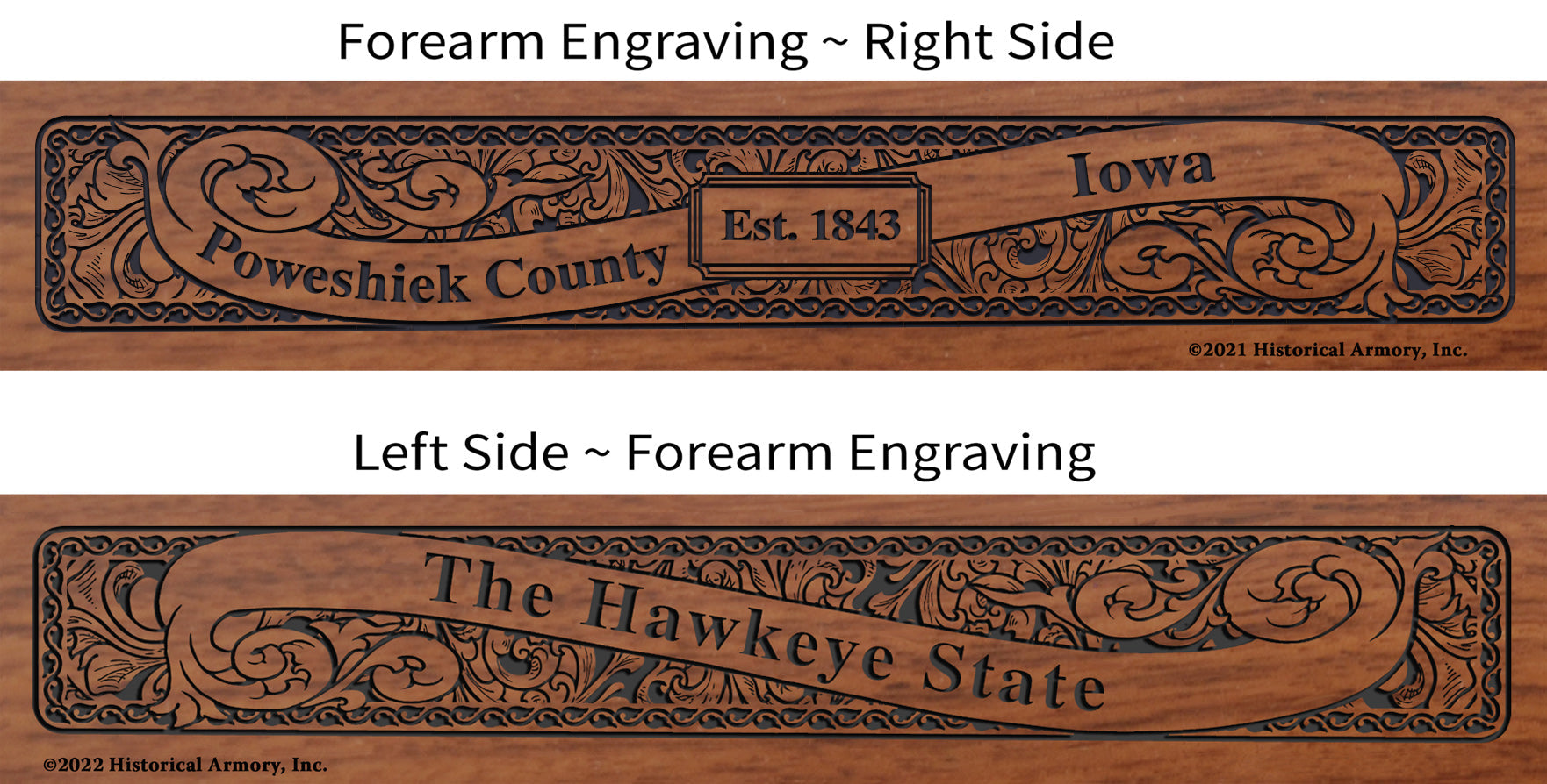 Poweshiek County Iowa Engraved Rifle Forearm