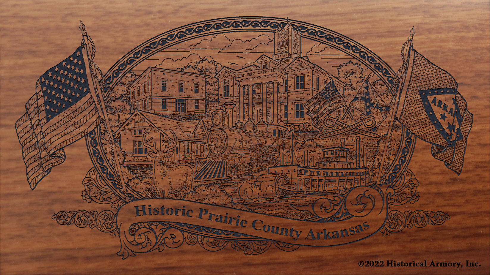 Prairie County Arkansas Engraved Rifle Buttstock