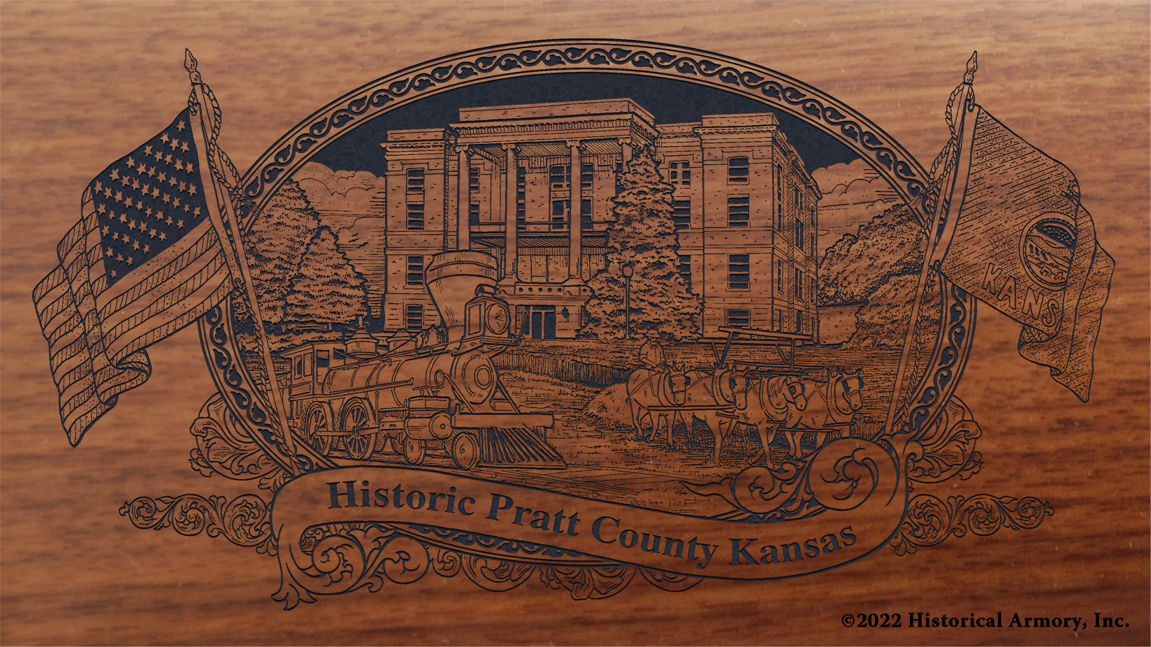 Pratt County Kansas Engraved Rifle Buttstock
