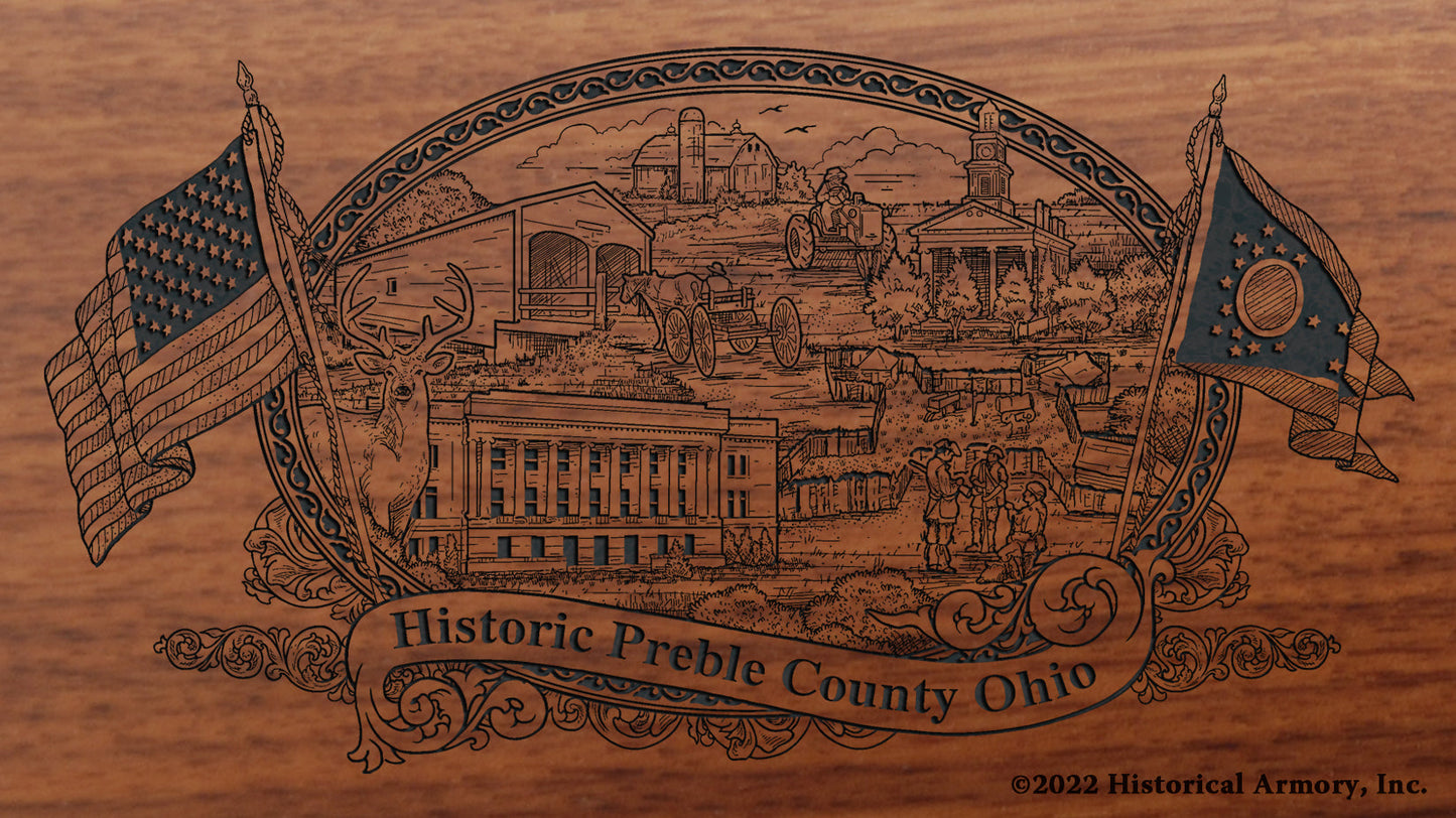 Preble County Ohio Engraved Rifle Buttstock