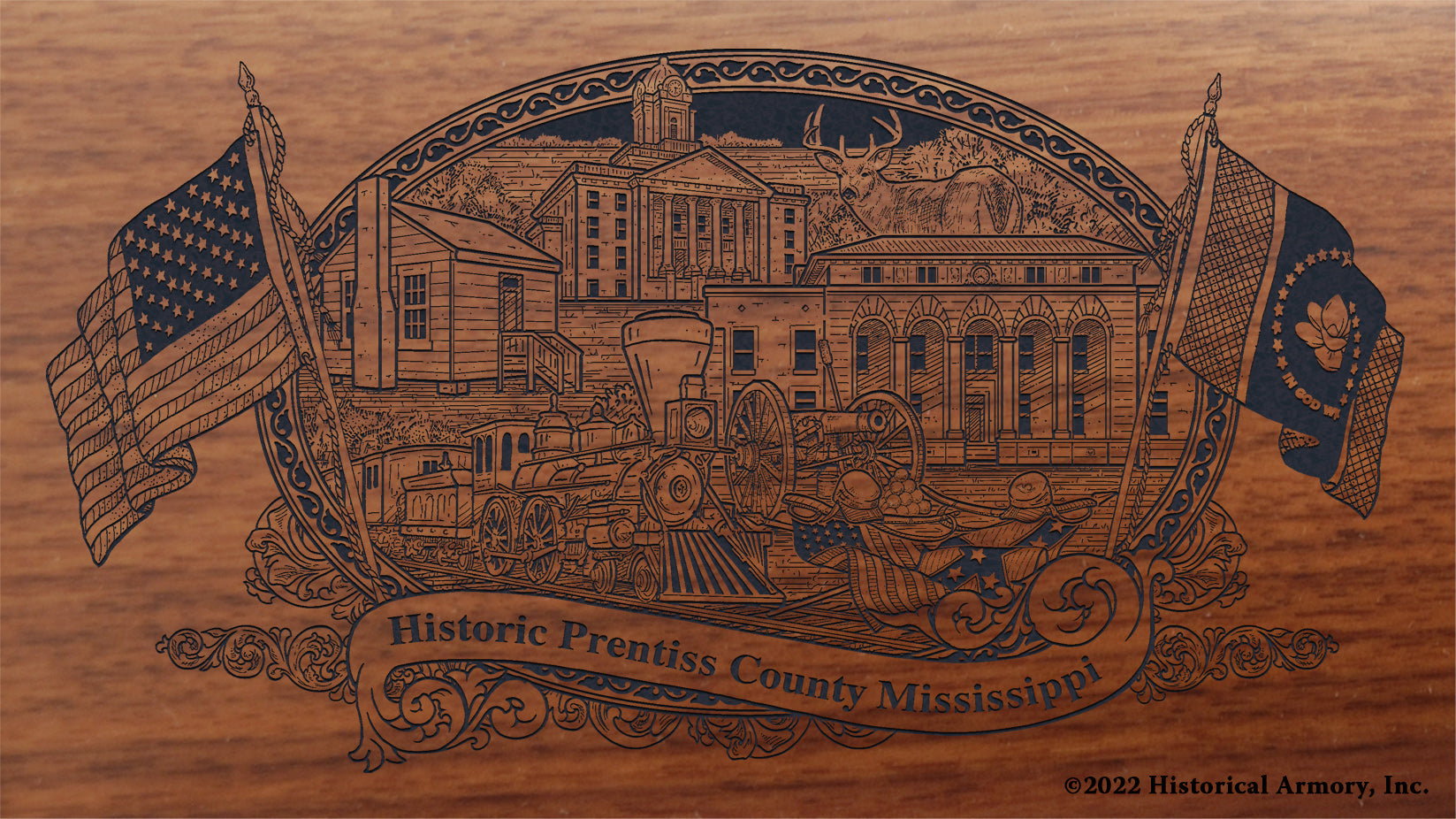 Prentiss County Mississippi Engraved Rifle Buttstock