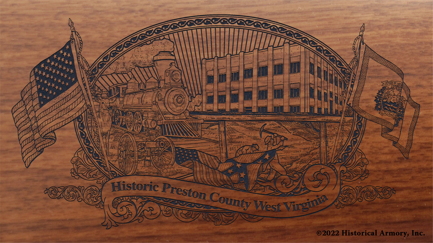 Preston County West Virginia Engraved Rifle Buttstock