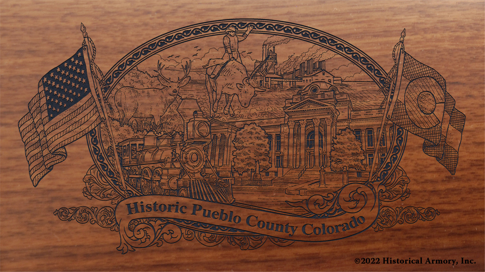 Pueblo County Colorado Engraved Rifle Buttstock