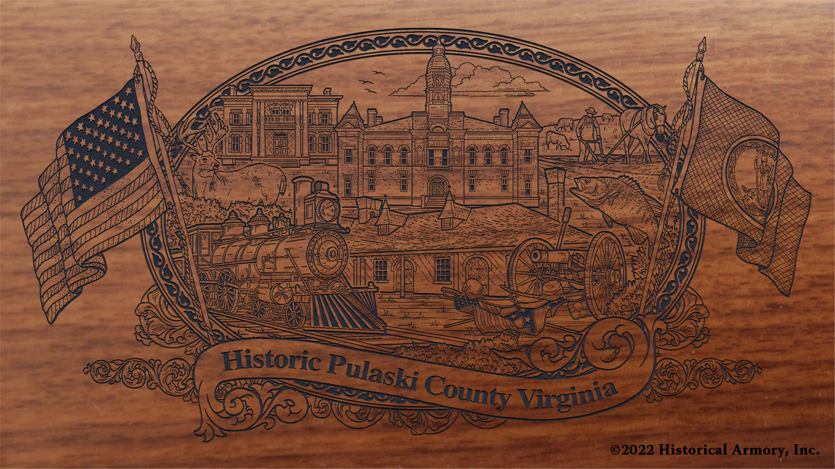 Pulaski County Virginia Engraved Rifle Buttstock