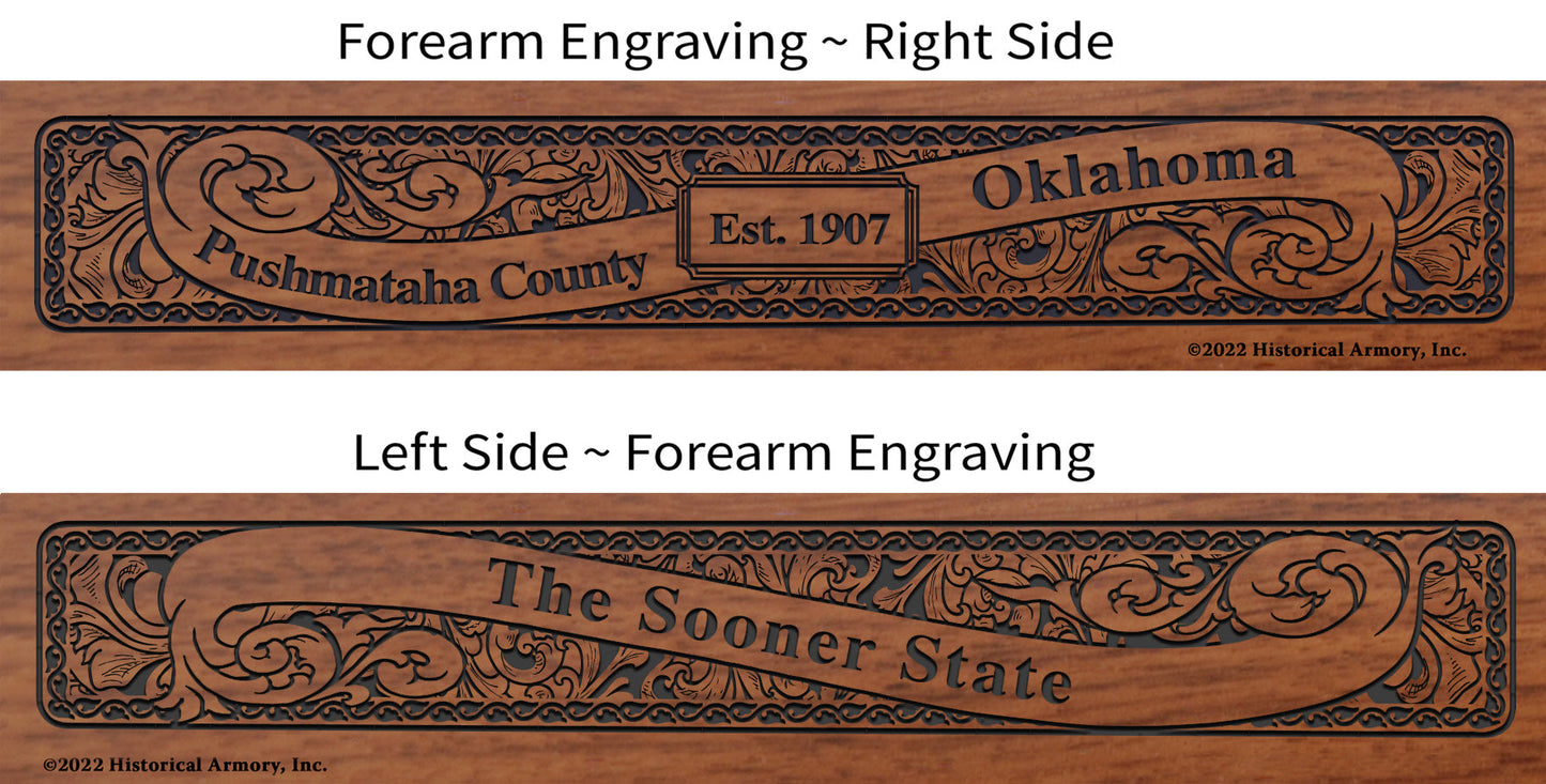 Pushmataha County Oklahoma Engraved Rifle Forearm