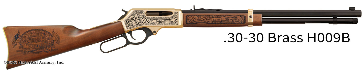 Pushmataha County Oklahoma Engraved Henry .30-30 Brass Side Gate Rifle