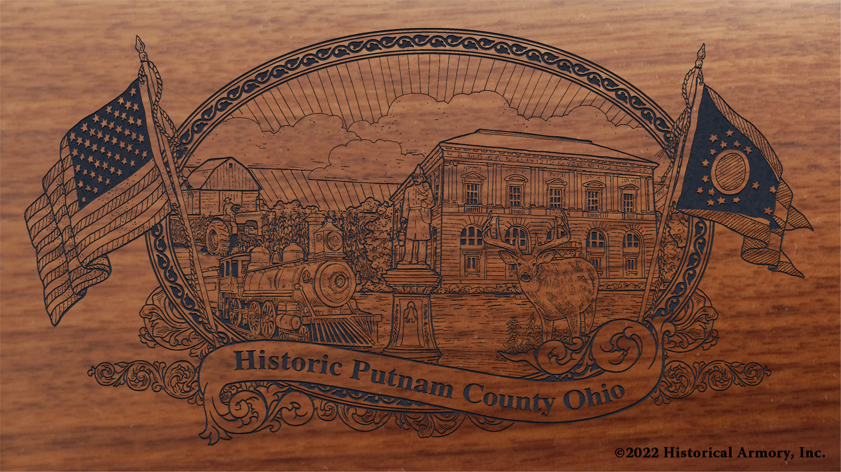 Putnam County Ohio Engraved Rifle Buttstock