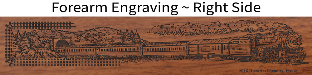 Steam Locomotive Engraved Henry Rifle Detail