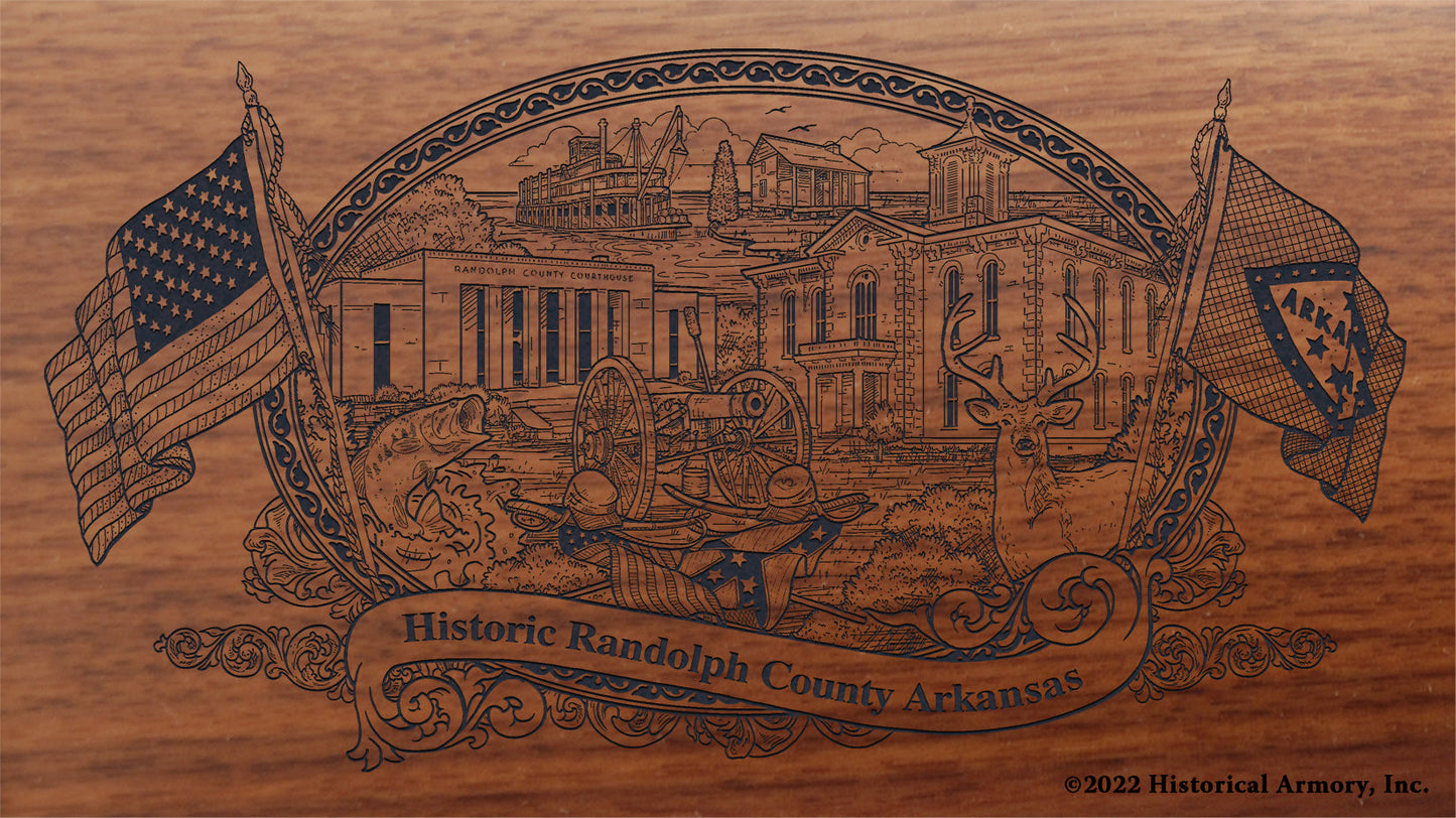 Randolph County Arkansas Engraved Rifle Buttstock