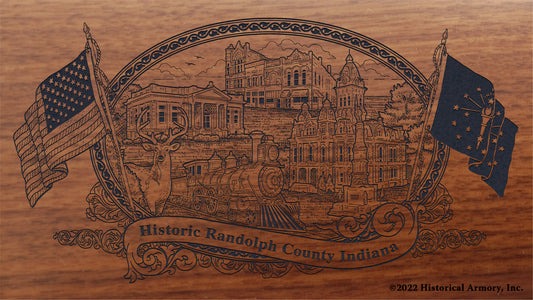 Randolph County Indiana Engraved Rifle Buttstock