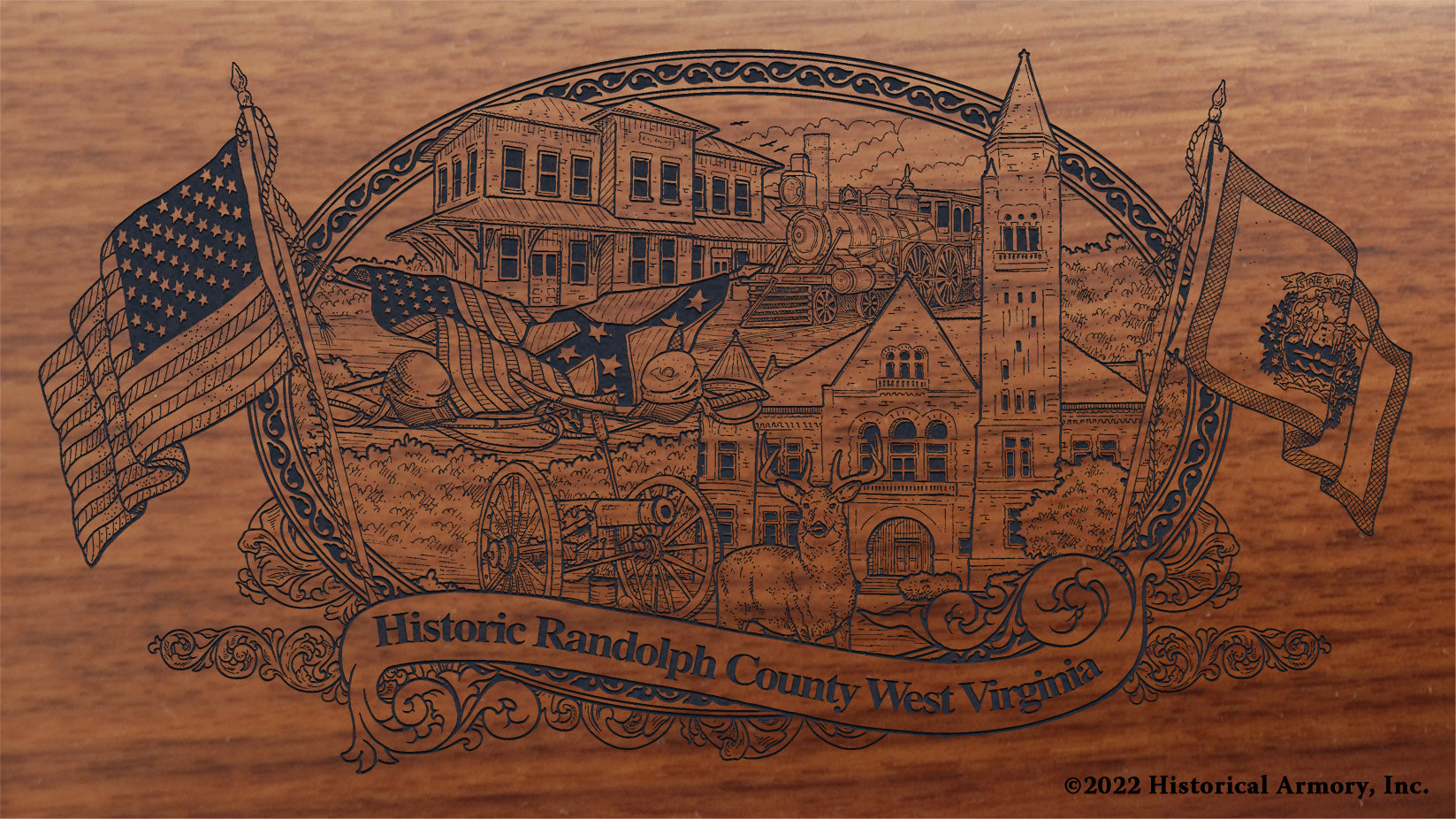 Randolph County West Virginia Engraved Rifle Buttstock