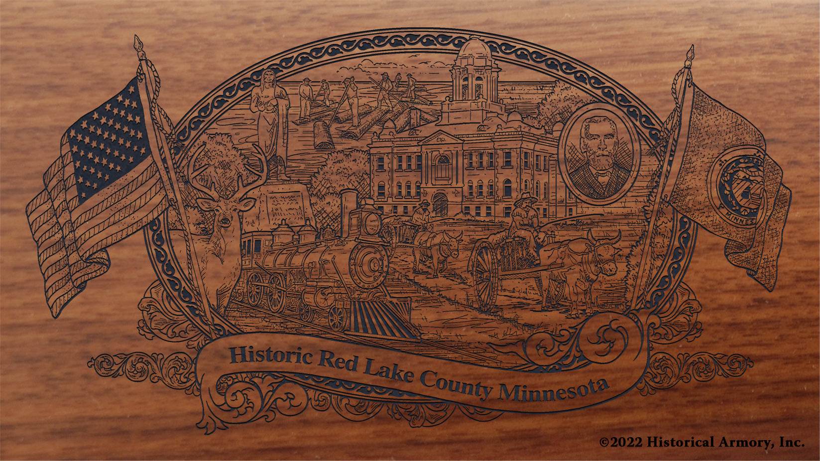 Red Lake County Minnesota Engraved Rifle Buttstock