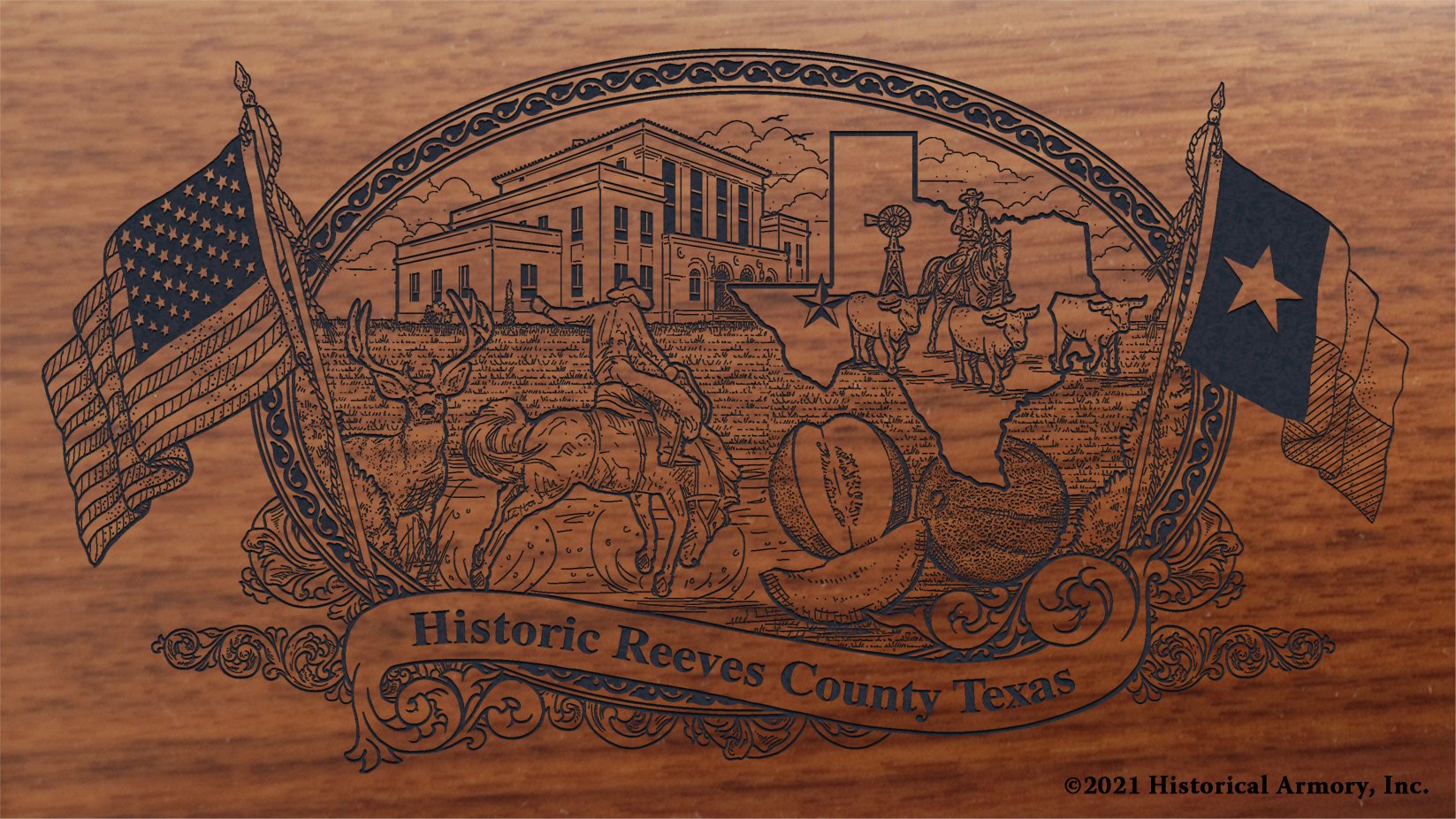 Engraved artwork | History of Reeves County Texas | Historical Armory