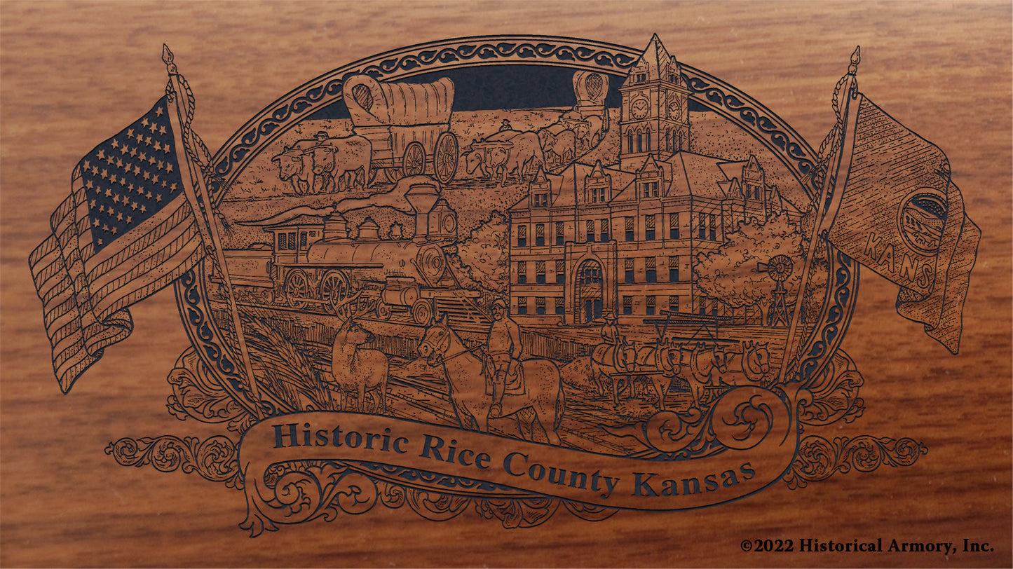 Rice County Kansas Engraved Rifle Buttstock
