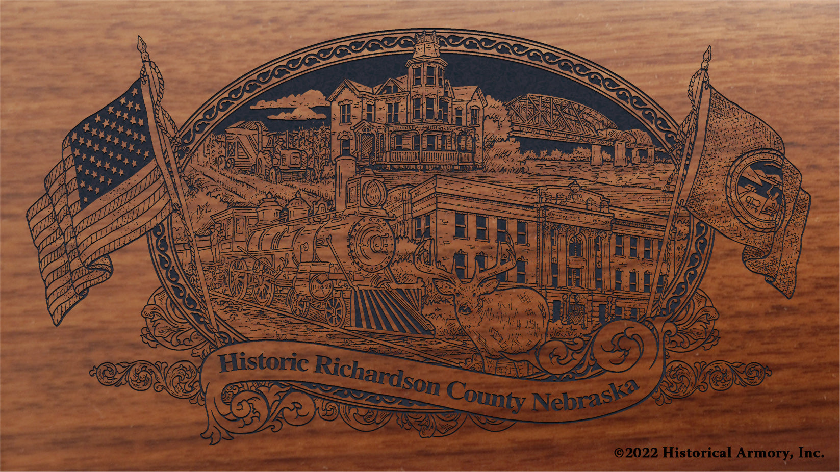 Richardson County Nebraska Engraved Rifle Buttstock