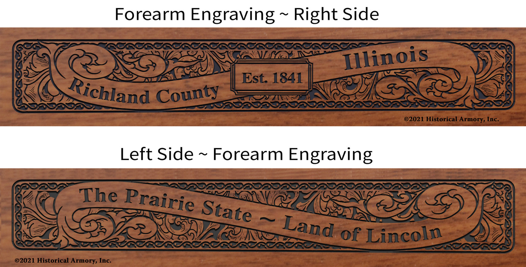 Richland County Illinois Establishment and Motto History Engraved Rifle Forearm
