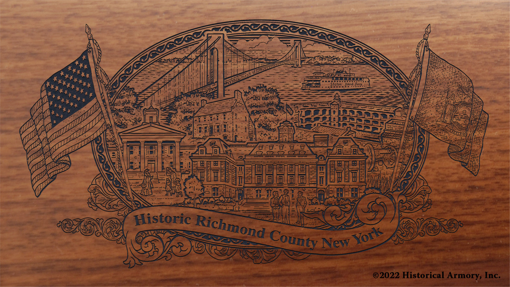 Richmond County New York Engraved Rifle Buttstock