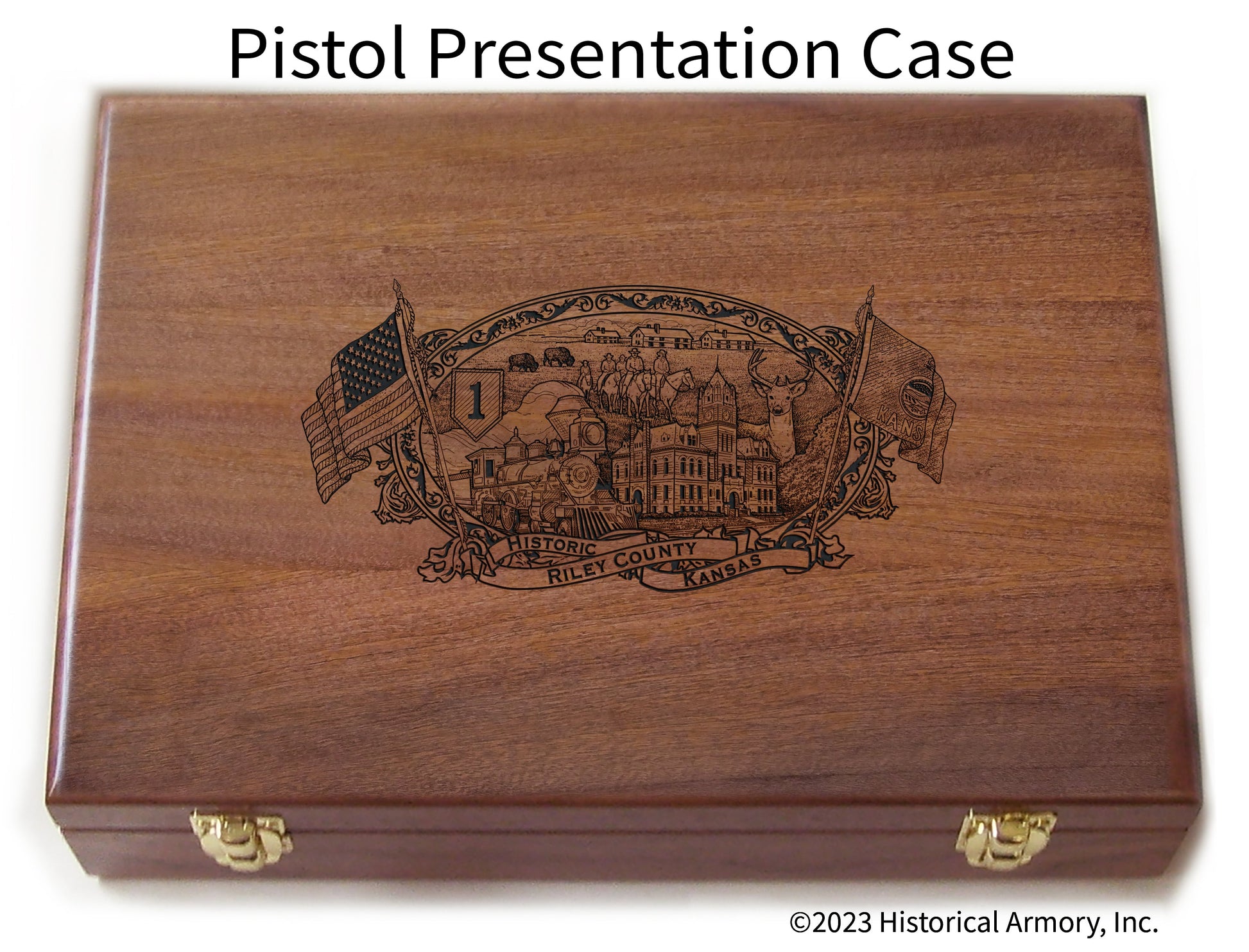 Riley County Kansas Engraved .45 Auto Ruger 1911 Presentation Case