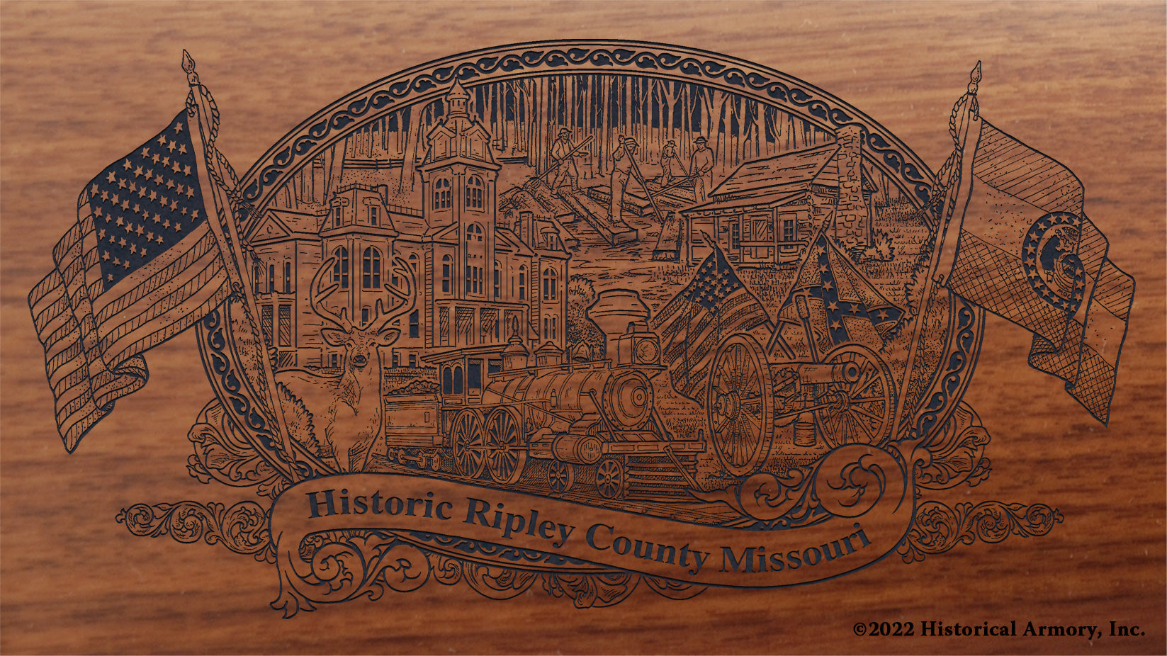 Ripley County Missouri Engraved Rifle Buttstock