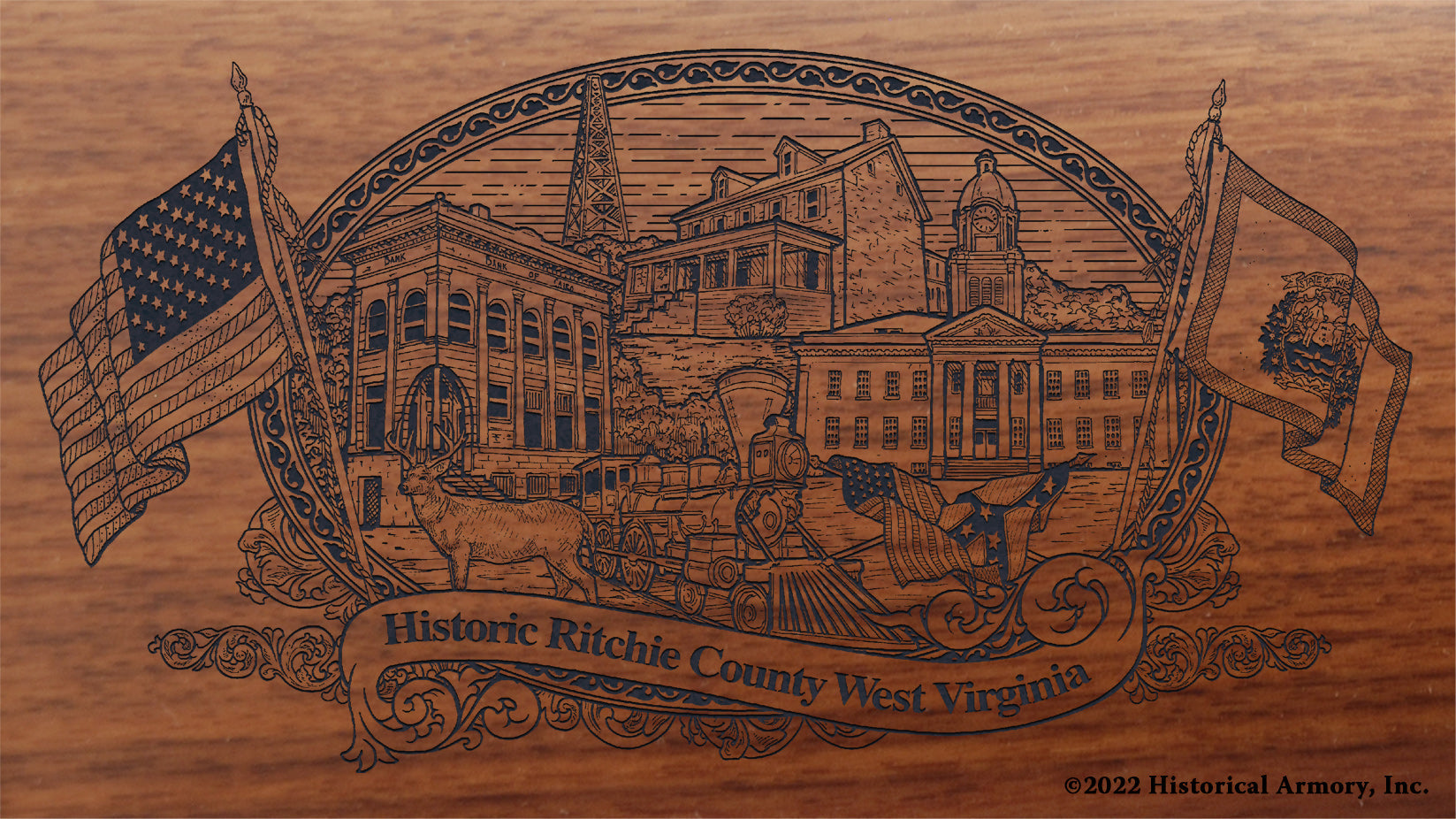 Ritchie County West Virginia Engraved Rifle Buttstock