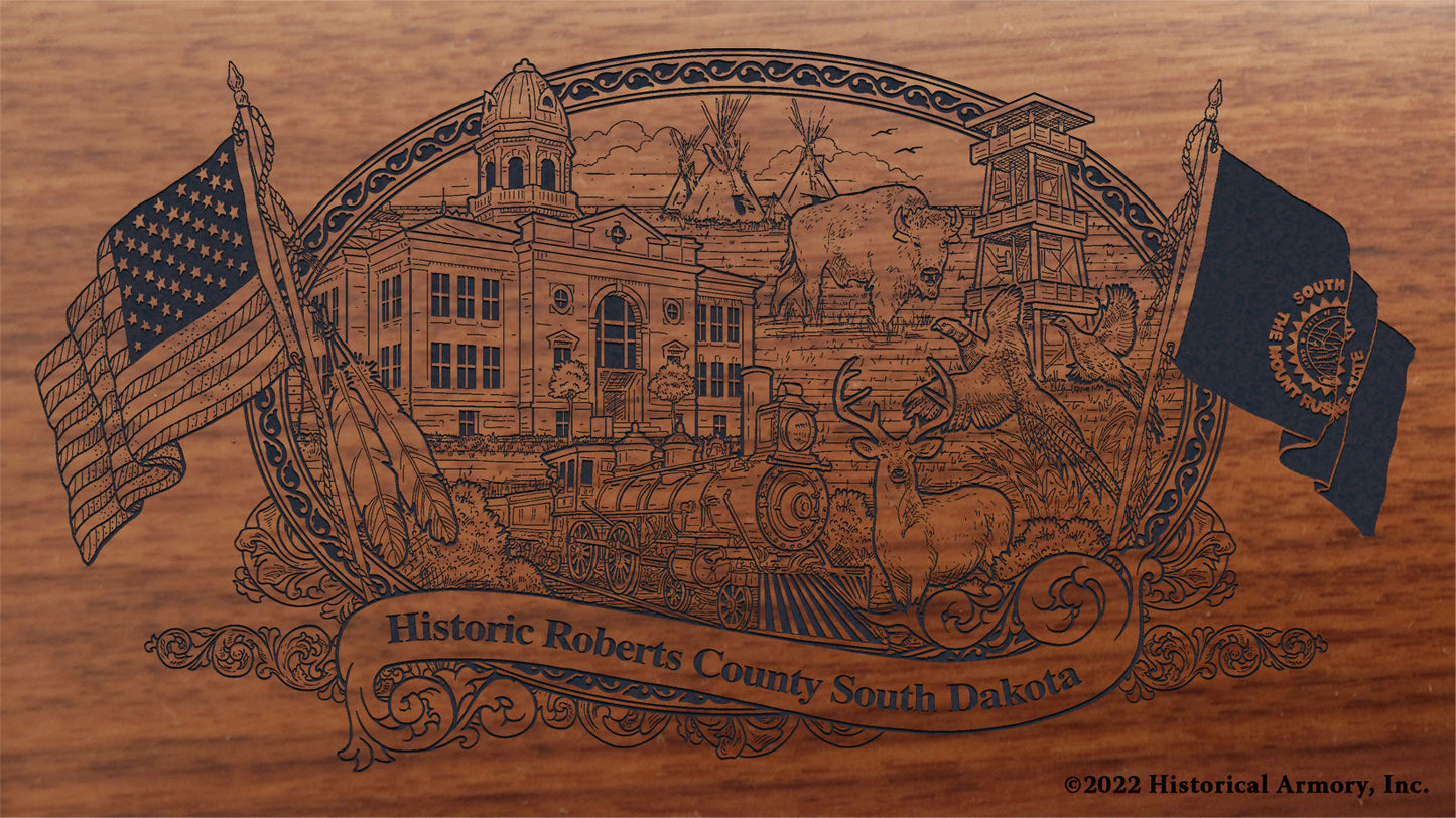 Roberts County South Dakota Engraved Rifle Buttstock