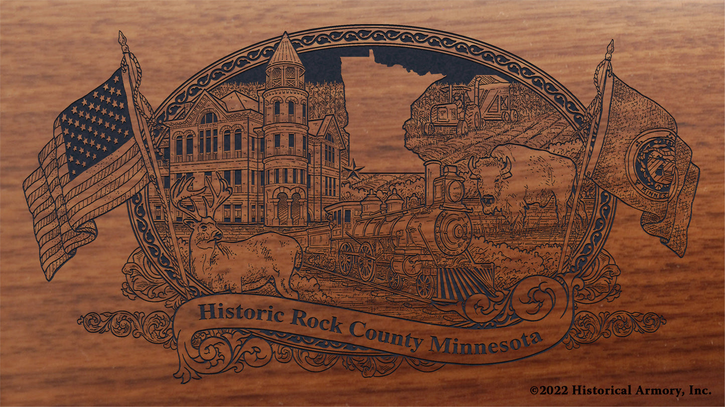 Rock County Minnesota Engraved Rifle Buttstock