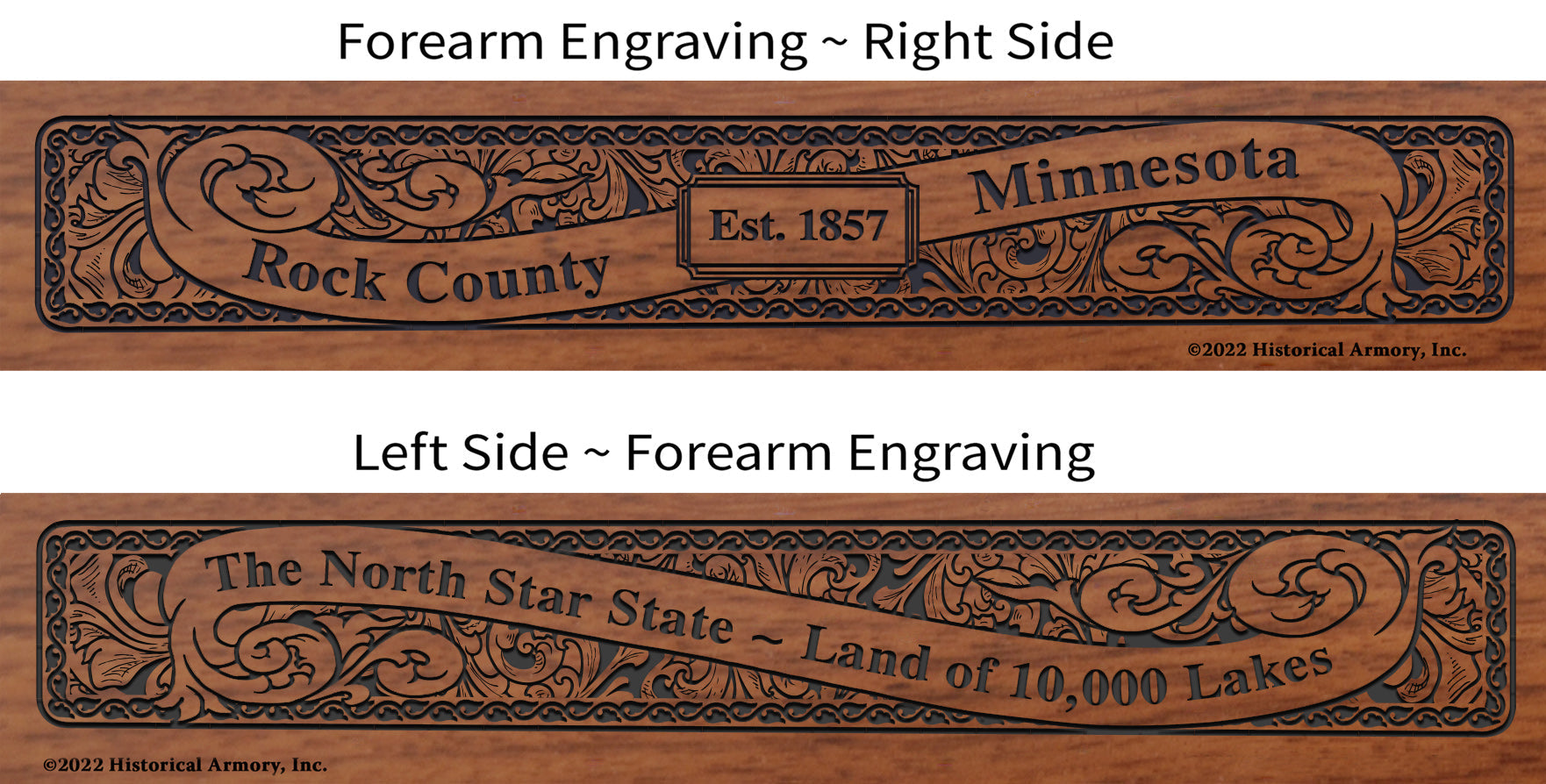 Rock County Minnesota Engraved Rifle Forearm
