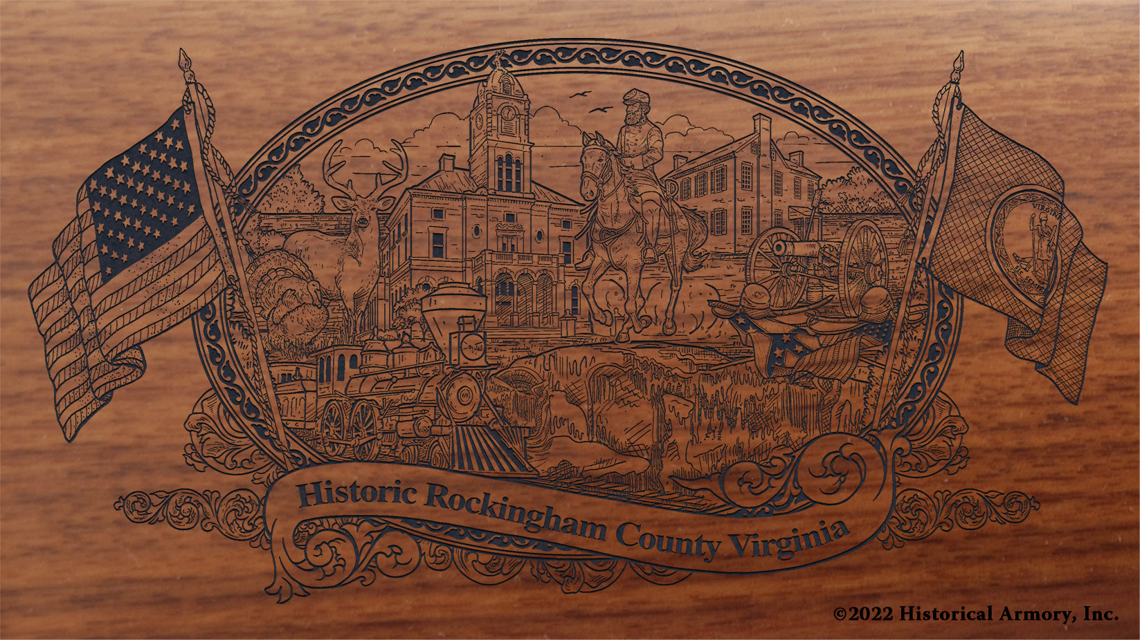 Rockingham County Virginia Engraved Rifle Buttstock