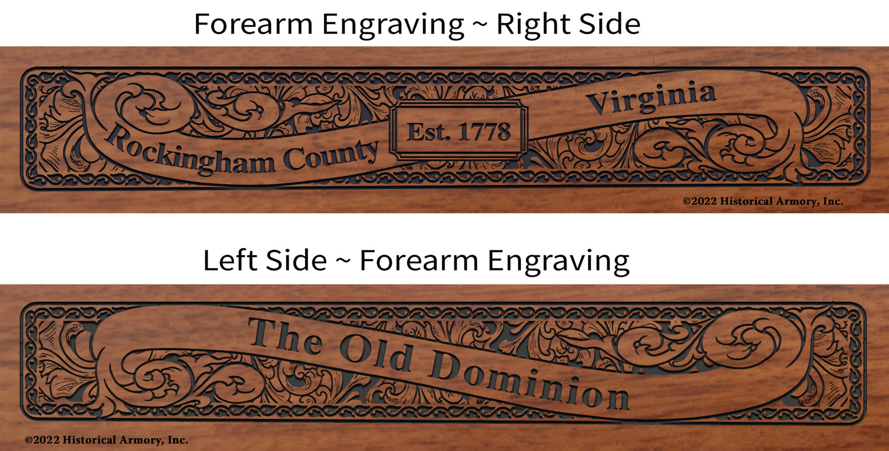Rockingham County Virginia Engraved Rifle Forearm