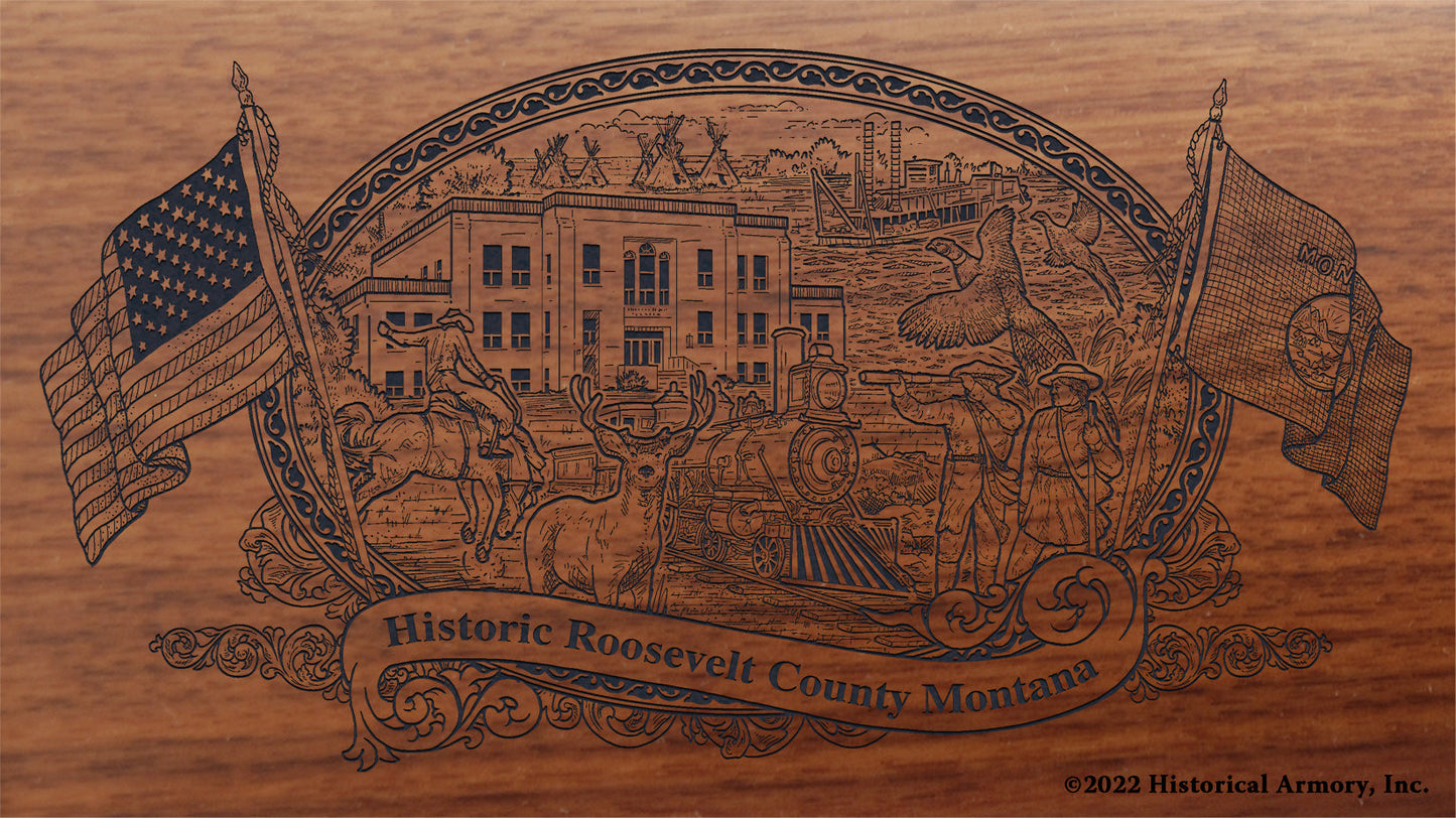 Roosevelt County Montana Engraved Rifle Buttstock