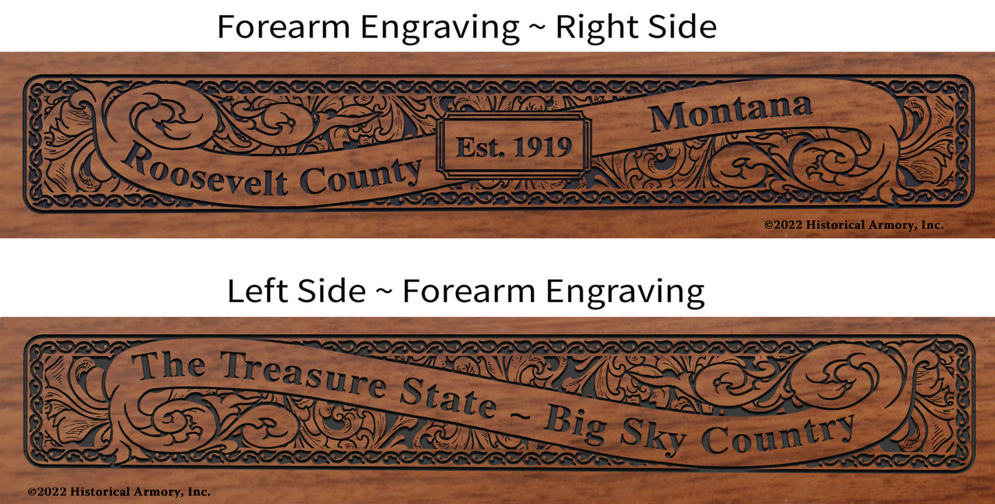 Roosevelt County Montana Engraved Rifle Forearm