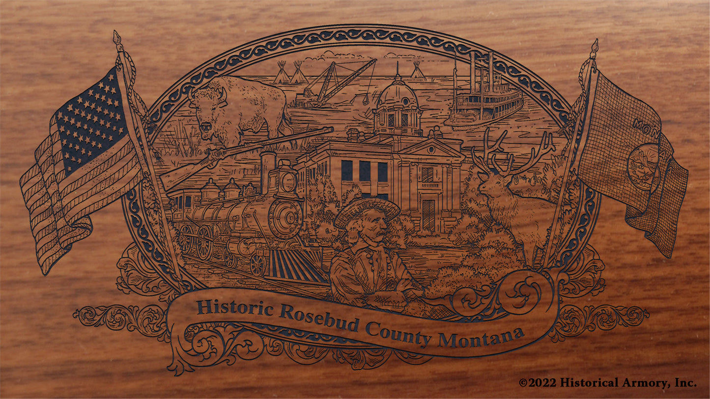 Rosebud County Montana Engraved Rifle Buttstock