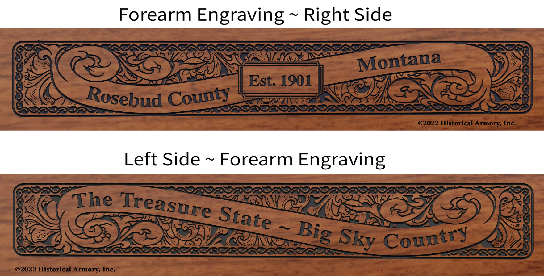Rosebud County Montana Engraved Rifle Forearm