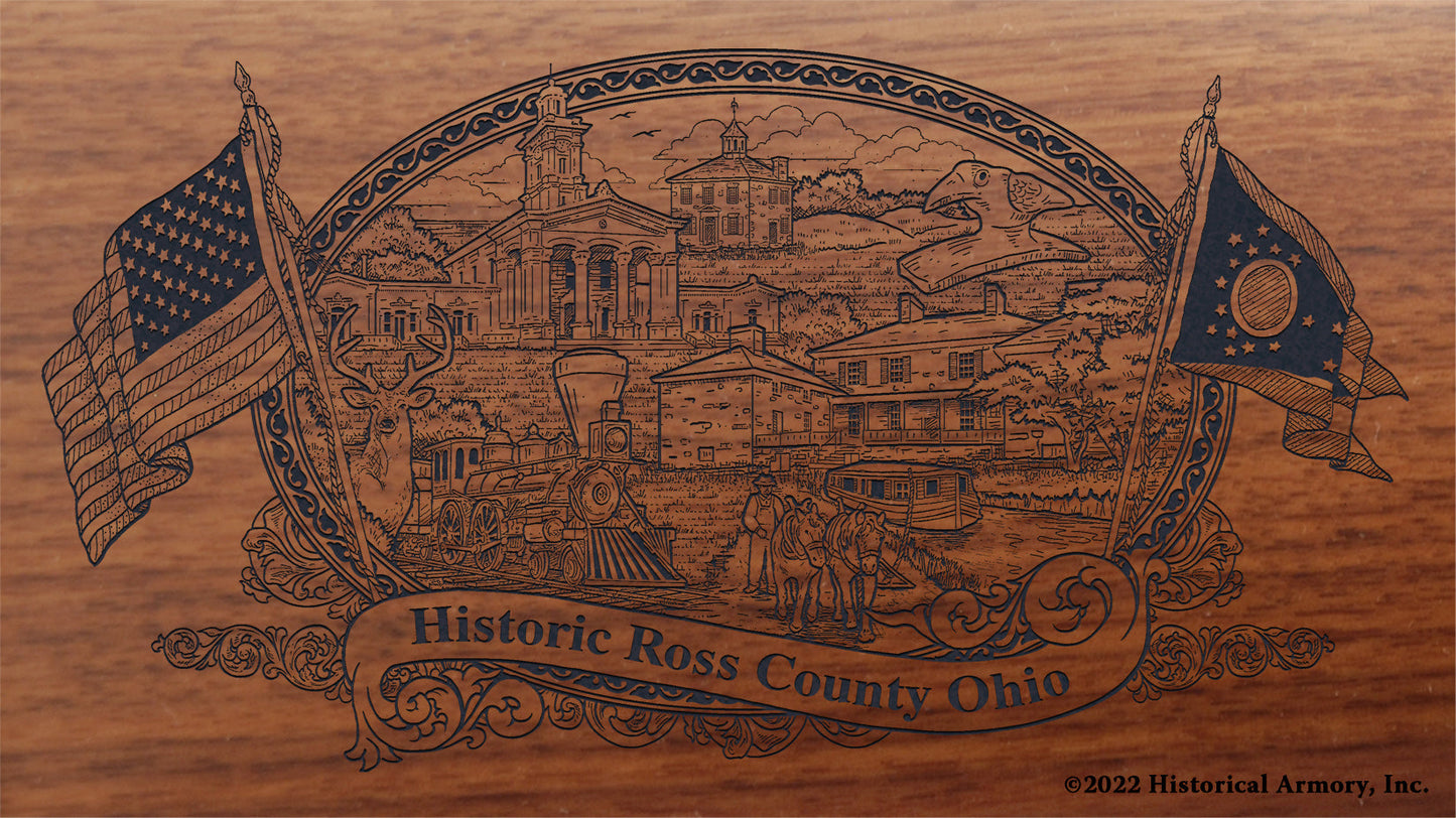 Ross County Ohio Engraved Rifle Buttstock