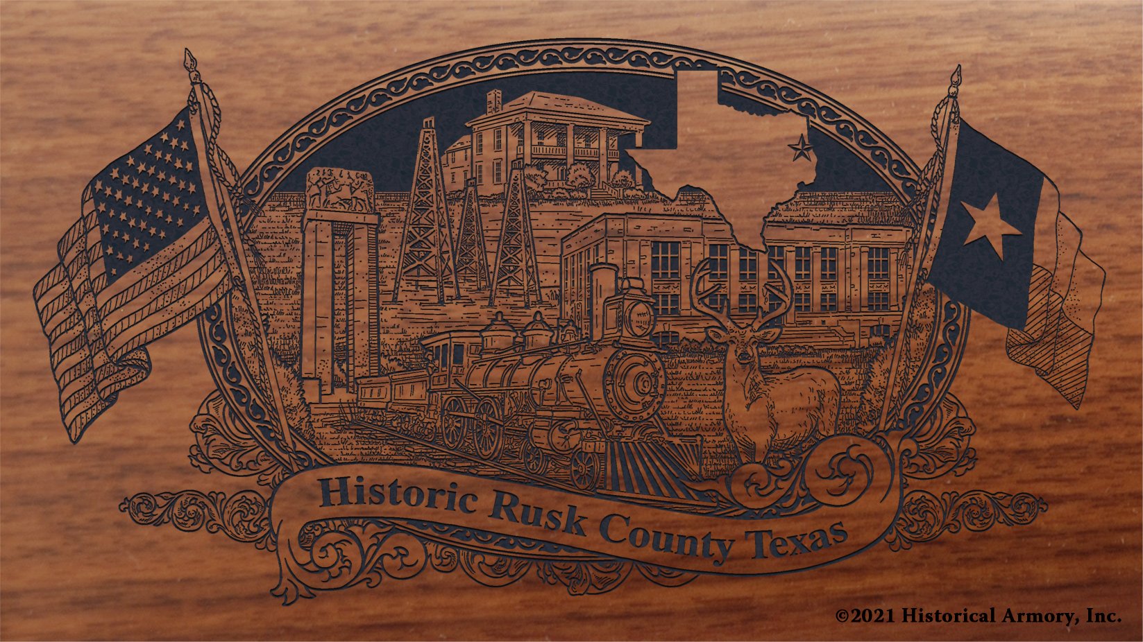 Engraved artwork | History of Rusk County Texas | Historical Armory