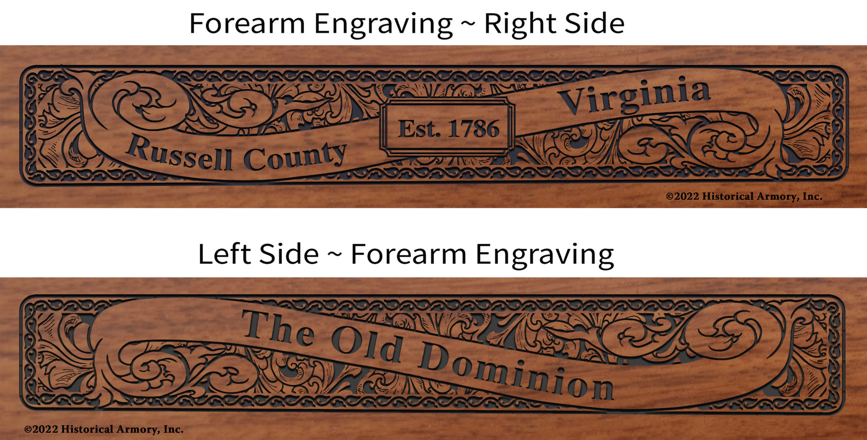 Russell County Virginia Engraved Rifle Forearm