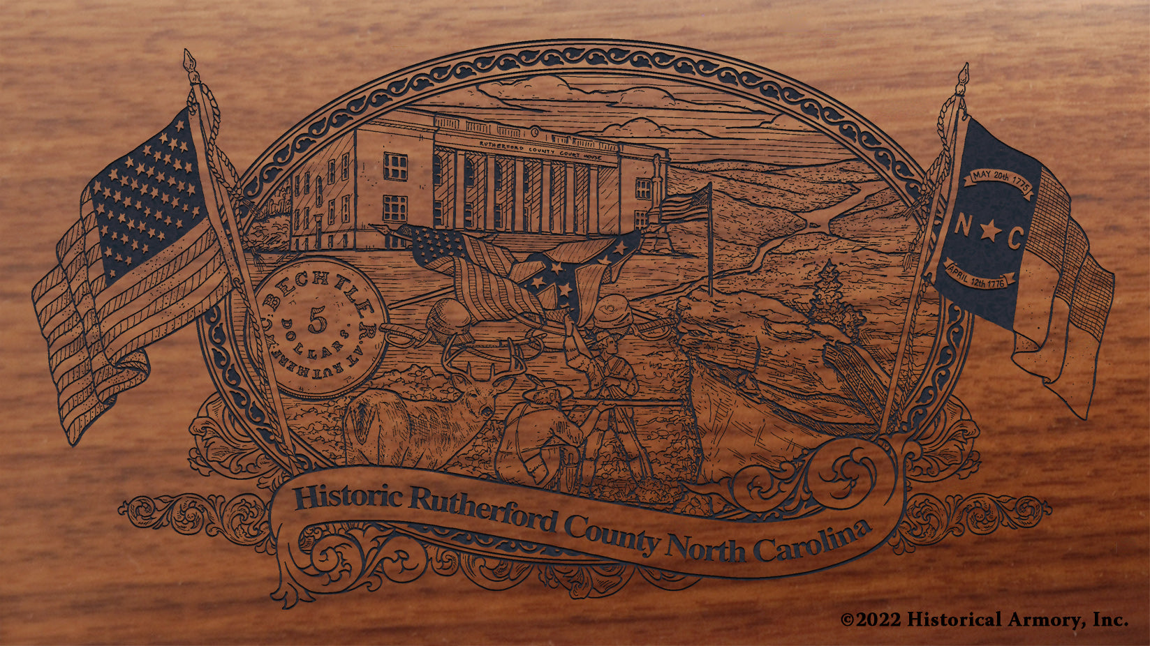 Rutherford County North Carolina Engraved Rifle Buttstock