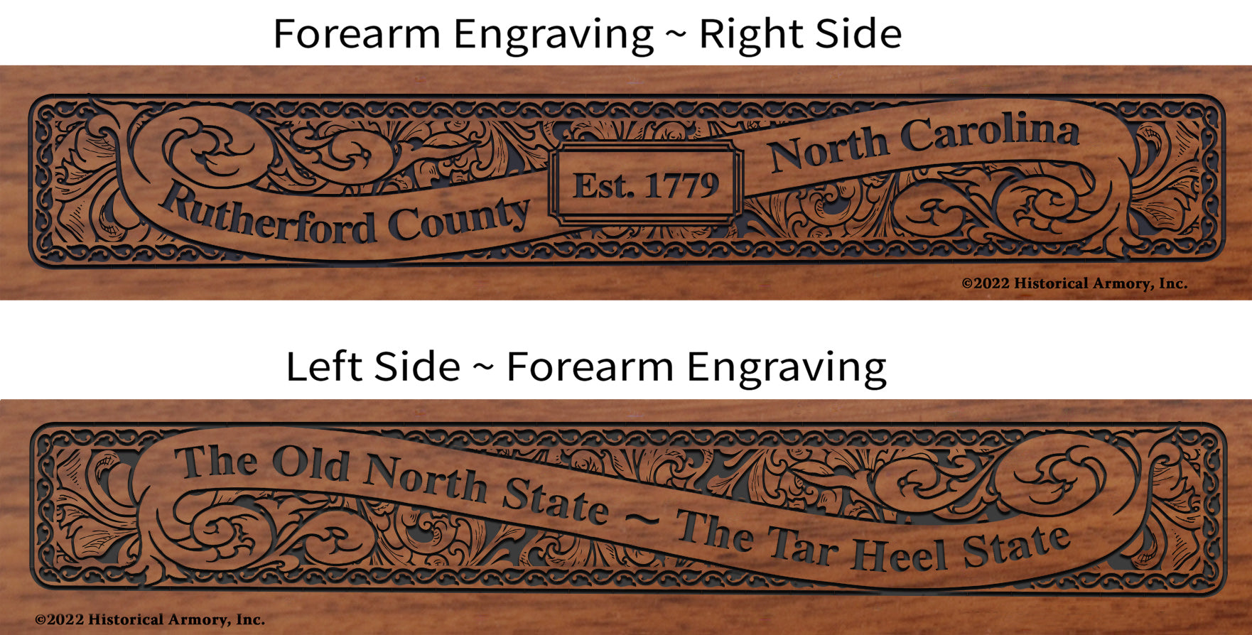 Rutherford County North Carolina Engraved Rifle Forearm
