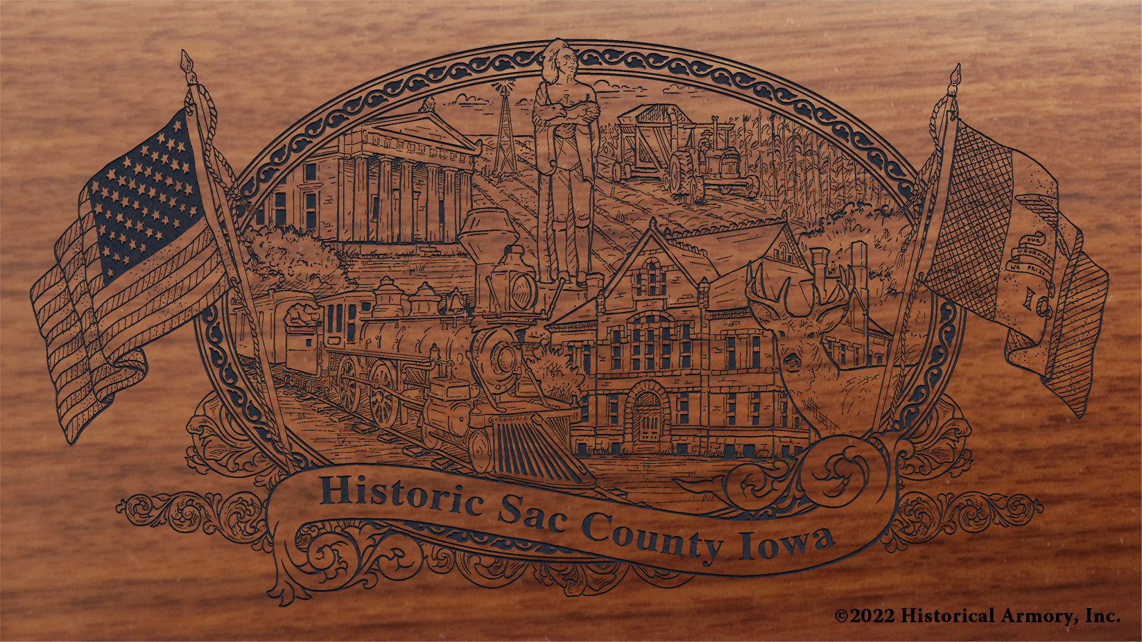 Sac County Iowa Engraved Rifle Buttstock