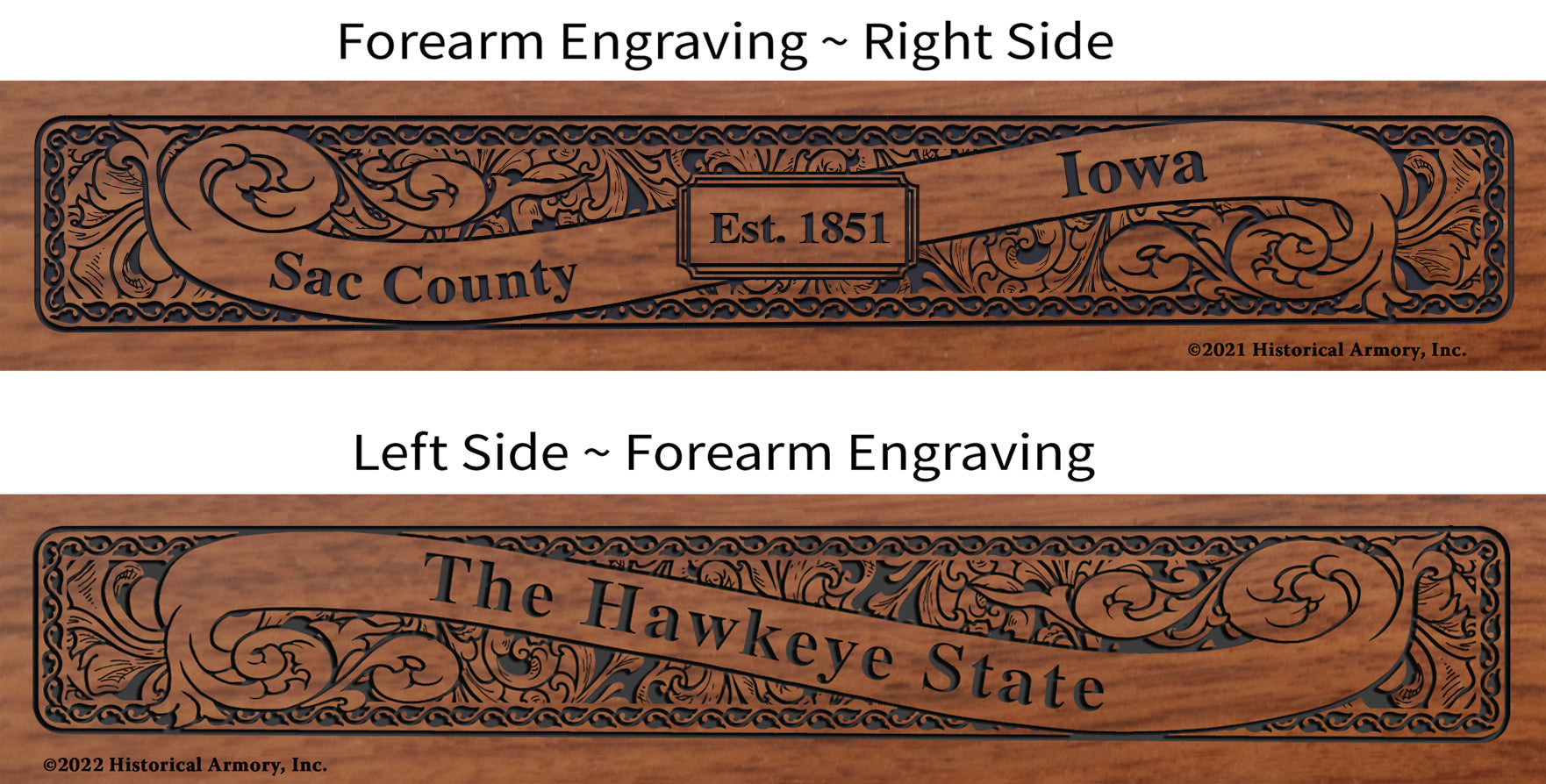 Sac County Iowa Engraved Rifle Forearm
