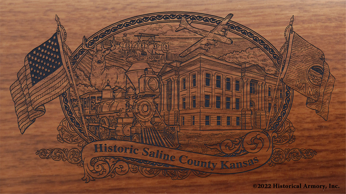 Saline County Kansas Engraved Rifle Buttstock