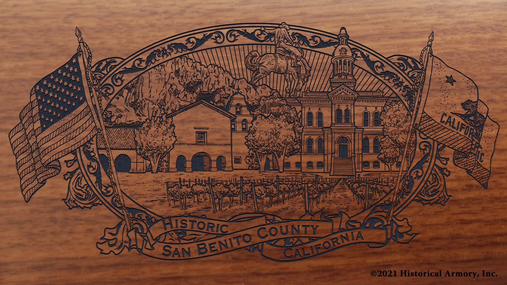 San Benito County California Engraved Rifle Buttstock