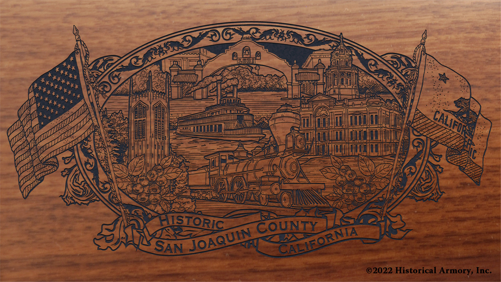 San-Joaquin County California Engraved Rifle Buttstock